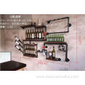 Retro industrial wind wrought iron wall-mounted wine cabinet